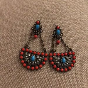 Blue & Red Earrings